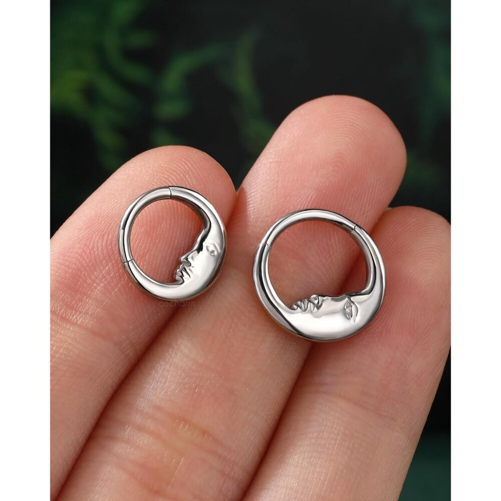 Moon Face G23 Solid Titanium Septum Ring 16g Silv… - image 6